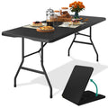 YITAHOME Folding Tables Heavy Duty Folding Table 6ft with Carrying Handle Plastic Fold up Table for Outdoor Camping Picnic Parti