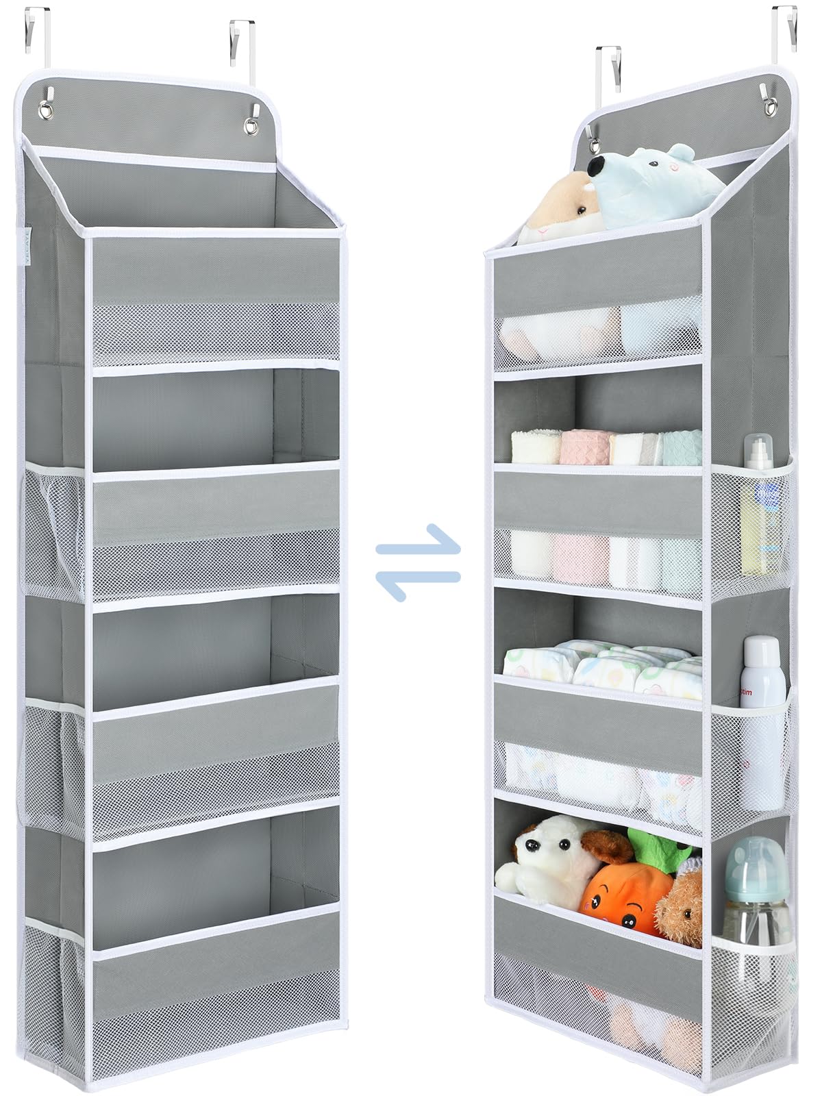 Yecaye 1 Pack Over the Door Organizer, 35.2lbs Load Toy Stuffed Animal Storage, Swing-proof Hanging Bathroom Organizers and Stor
