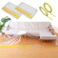2 Packs 144/12ft Plastic Sofa Couch Cover,Waterproof Plastic Couch Covers for Furniture for Sectional Sofa LShape,Extra Large Be