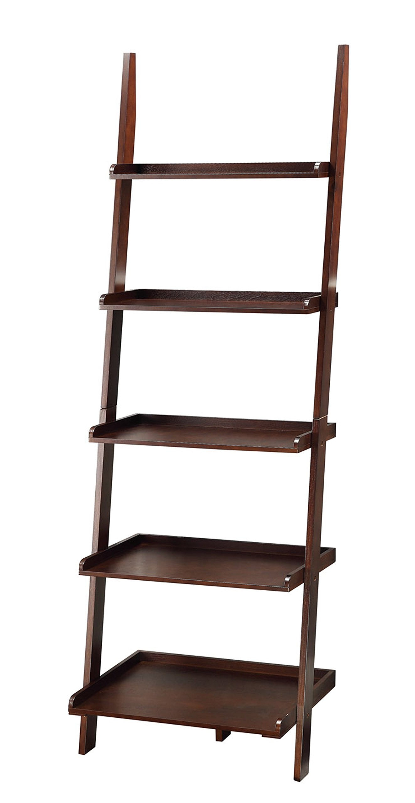 Convenience Concepts 5 shelves, American Heritage Bookshelf Ladder, Espresso, 72.75 x 25
