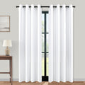 2 Panels Plain White Semi Blackout Curtains 84 Inches Long,Grommet No Non Black Out Privacy Keep Heat Fabric Darkening Thermal W