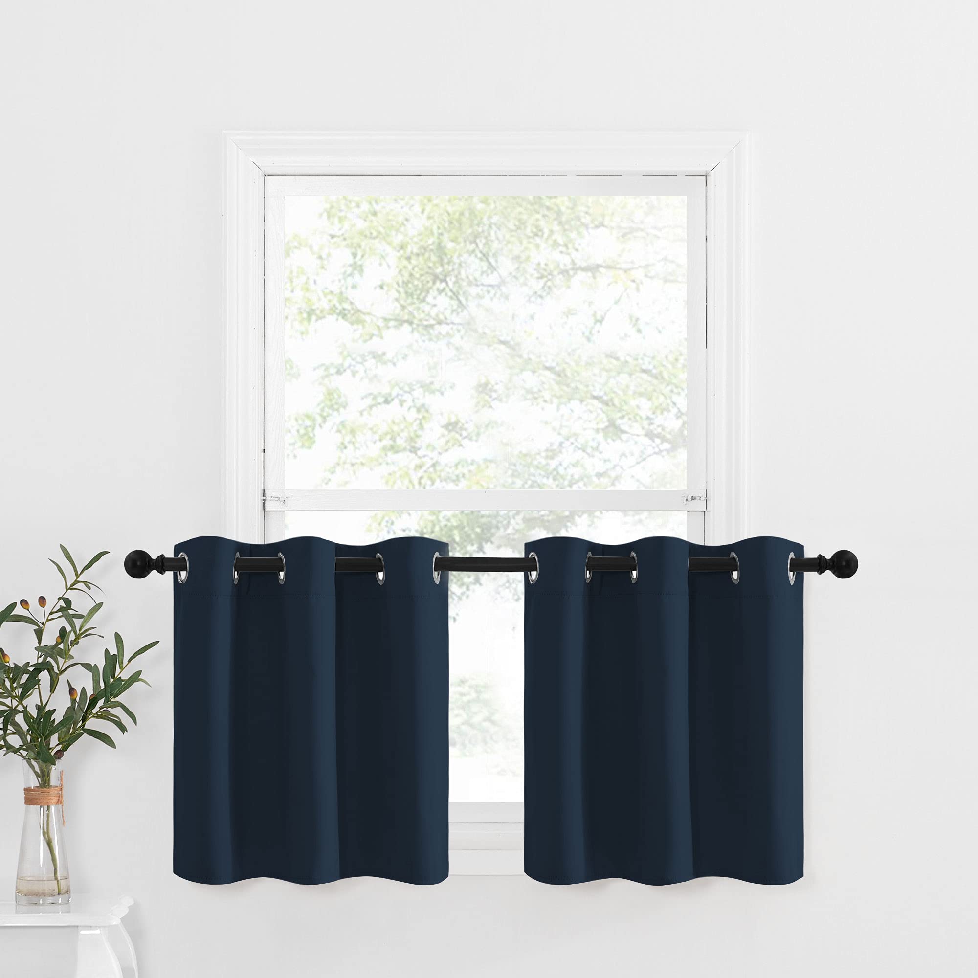 NICETOWN Blackout Curtains Tiers 24 Inch - Thermal Insulated Window Treatment Drapes for Cafe/Dining Room/Kitchen Thanksgiving D