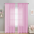 OVZME 2 Pack: Basic Pink Sheer Curtain 84 Inches Long, Light Filtering Sheer Drapes for Living Room Bedroom, Each 42 W x 84 L
