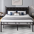 VECELO Queen Bed Frame with PU Upholstered Headboard, Heavy Duty Platform Bedframes, Metal Slats Support, No Box Spring Needed, 
