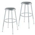 OEF Furnishings (2 Pack) Height Adjustable Grey Vinyl Padded Stool, 25-32 High OEF6424H/2