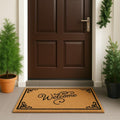 LuxUrux Coco Coir Welcome Mat - Heavy-Duty Backing, 17 x 30 Natural Door Mat - Easy to Clean, Beautiful Color for Outdoor an