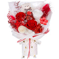 Preserved Flowers Bouquet with Bear, 3 Real Forever Flowers for Delivery, Long-Lasting Red Eteranl Roses Bouquet Birthday Gifts 
