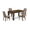 East West Furniture CNLA5-77-16 5 Piece Dinette Set for 4 Includes a Rectangle Rustic Wood Dining Room Table and 4 Dark Khaki Li