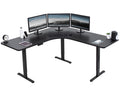 VIVO Electric Height Adjustable 71 x 71 inch Curved Corner Stand Up Desk, Black Table Top, Black Frame, Memory Controller, L-Sha