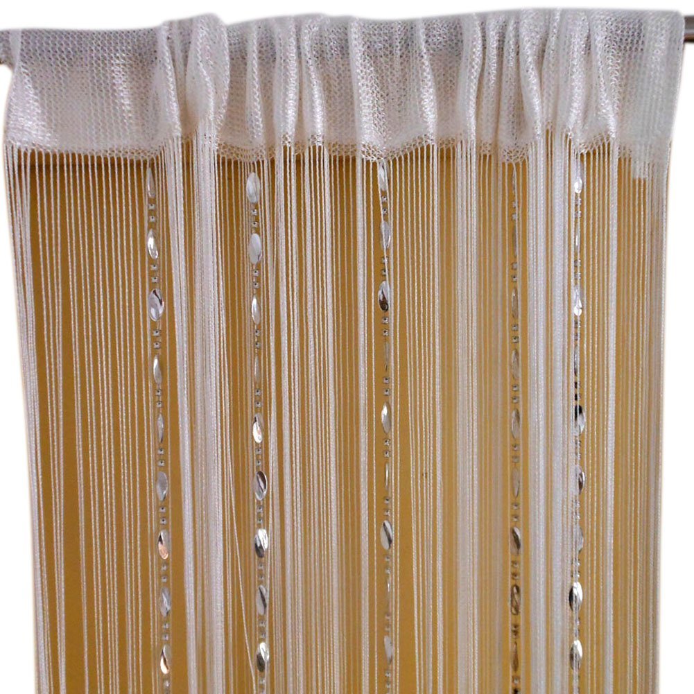 ZiDeTang Button Beaded Door Curtain Fringe Tassel Living Room Divider Curtain (39.30 x 78.50, White)