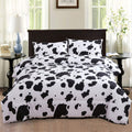 PERFEMET Cow Print Bedding Comforter Set Queen Size Black and White Reversible Geometric Checkered Bedding Set for Kids Teens Bo