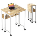 GreenForest Folding Desk Small Rolling Desk with Storage Shelf,24.8 inch Foldable Computer Desk with Wheels for Small Space,Easy