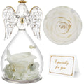 Yamonic Birthday Gifts for Women, Angel Figurines with Real Rose Gifts for Her Mom Grandma,Preserved Flowers Rose Angel Figurine
