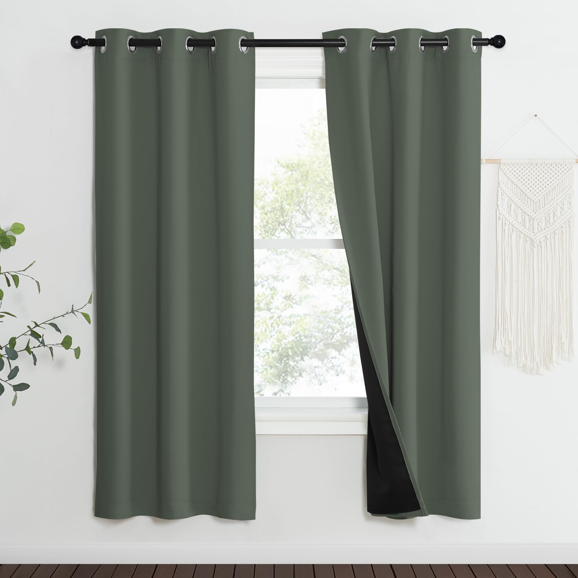 NICETOWN 100% Blackout Curtains 70 Long, Pair of Energy Smart & Noise Blocking Out Drapes for Baby Room Window, Thermal Insulate