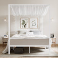 ikalido Queen Size Metal Canopy Bed Frame, Modern Four-Poster Platform Bed Frame, Mattress Foundation with Metal Slat Support/Un