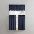 No. 918 Martine Microfiber Semi-Sheer Rod Pocket Kitchen Curtain Valance and Tiers Set, 54 x 36, Navy Blue