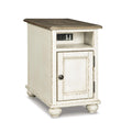 Signature Design by Ashley Realyn French Country Chair Side End Table with Outlets & USB Ports, Cream
