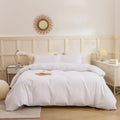 ECOCOTT White Duvet Cover King Size - 100% Washed Cotton Durable Soft Comfy Duvet Cover Set, Lightweight and Breathable with Zip
