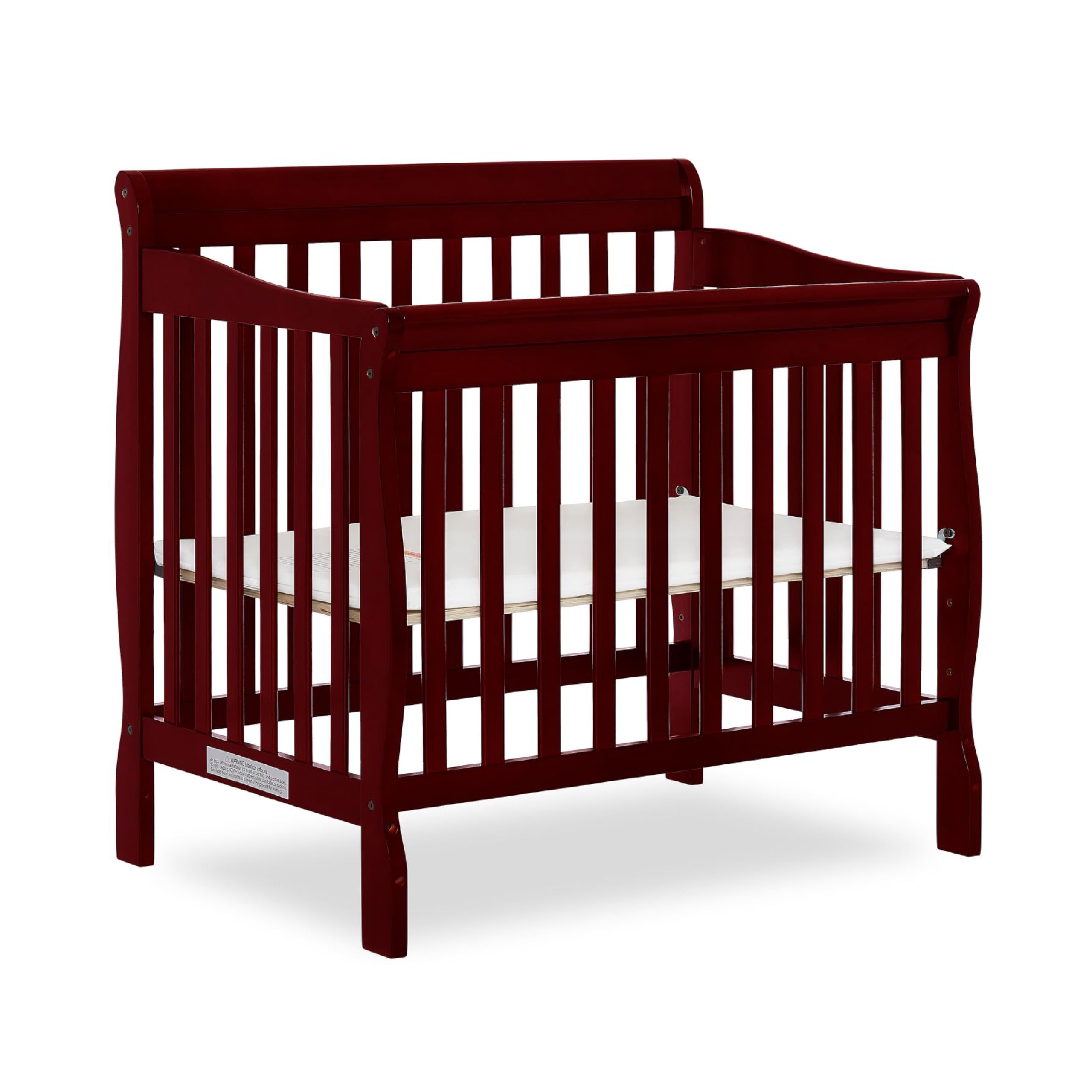 Dream On Me Aden 4-in-1 Convertible Mini Crib In Cherry, Greenguard Gold Certified, Non-Toxic Finish, New Zealand Pinewood, With