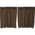 VHC Brands, Black Check, Cotton, L36xW36, Scalloped Tier, Set of 2, Black