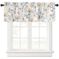 YOKOU Curtain Valance, Spring Flower Print Leaves Minimalist Art Short Rod Pocket Window Treatment for Living Room, Bedroom, Kit