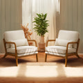 Bonnlo Beige Accent Chairs Set of 2, Upholstered Mid Century Modern Lounge Fabric Chairs Reading Chairs Side Sitting Chair Solid