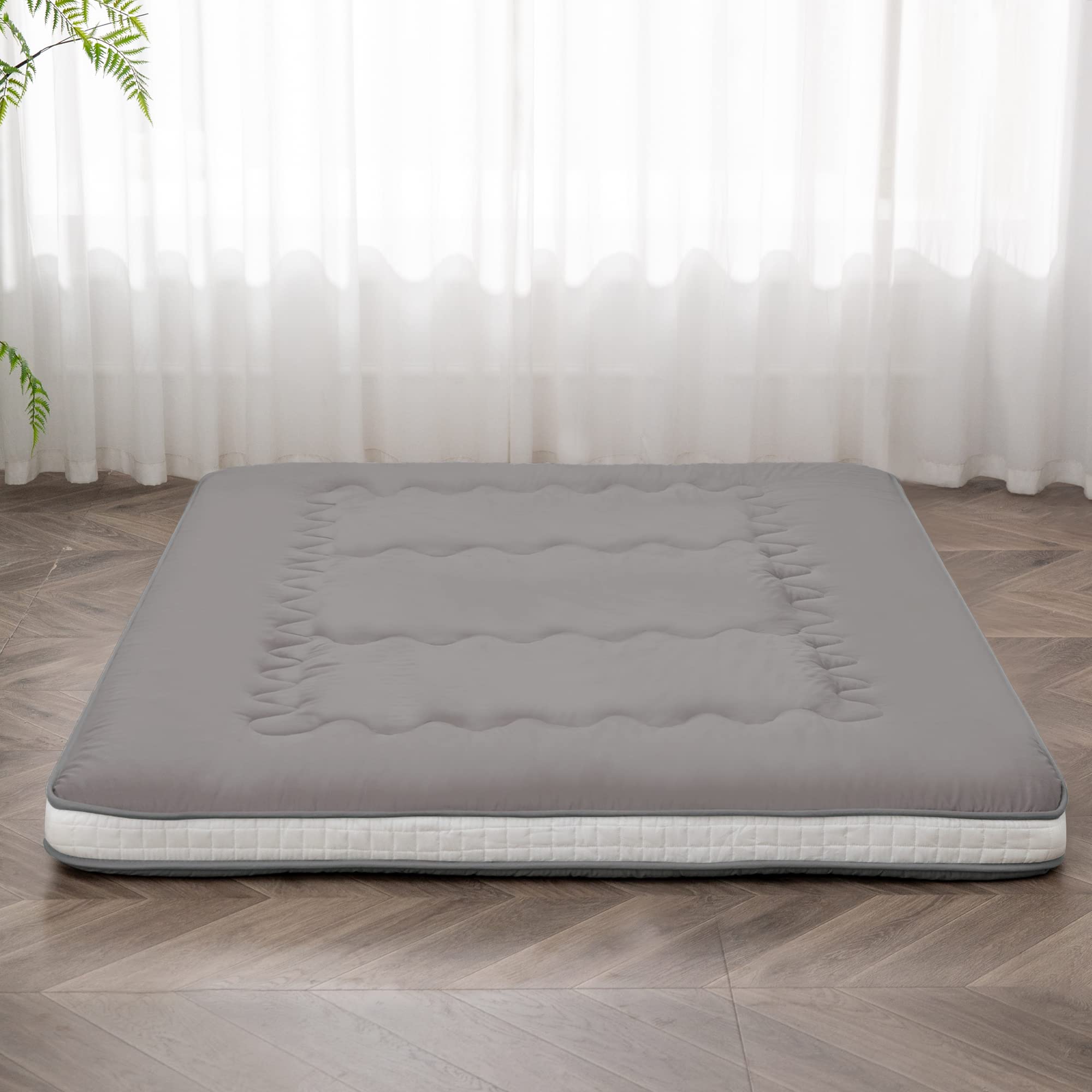 Dr.Futon Japanese Floor Futon Mattress Extra Thick Folding Roll Up Bed Topper Mat for Guest,Lounger and Tavel