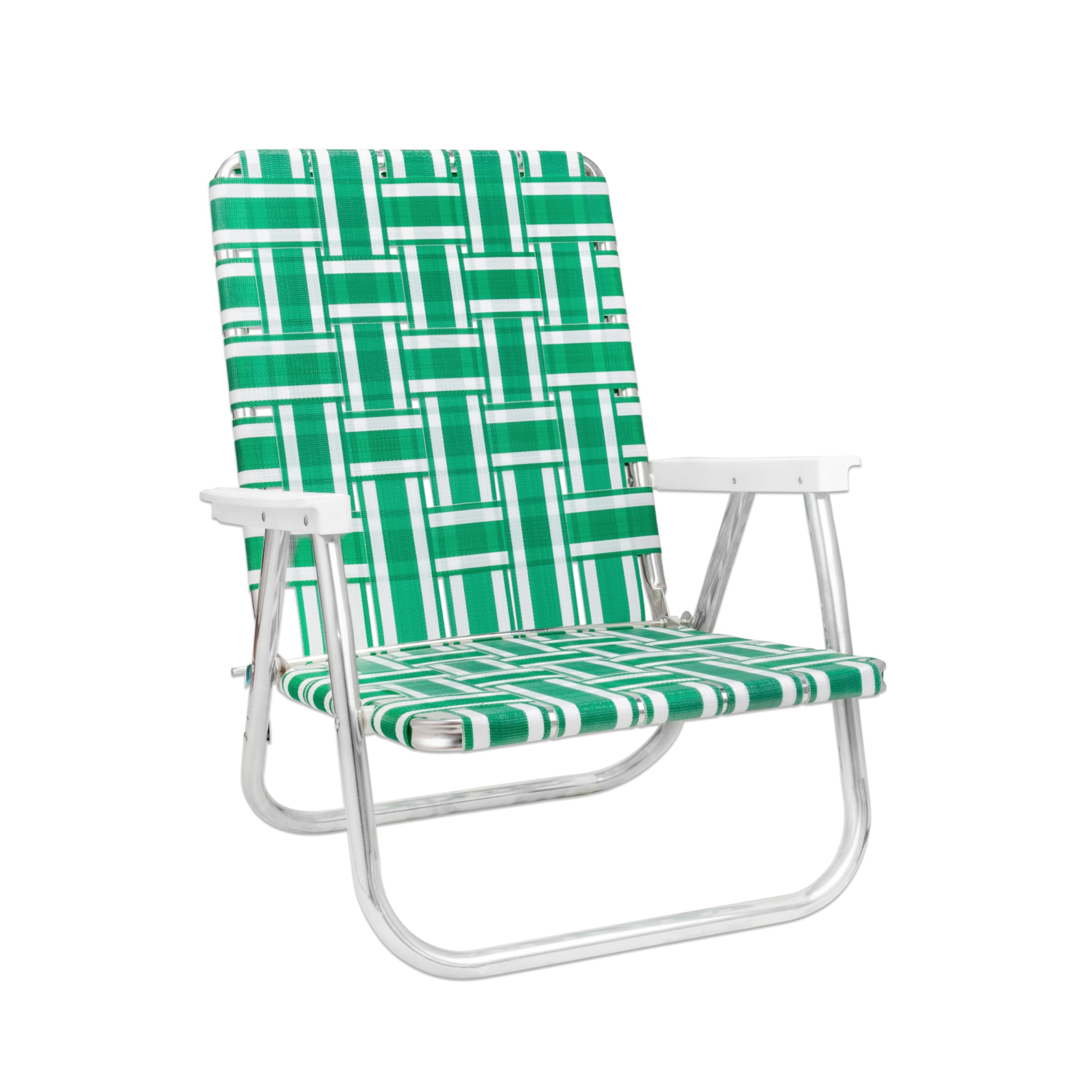 Lawn Chair USA Green and White Stripe Beach Chair - Lightweight, Durable, and Perfect for Beach Lounging