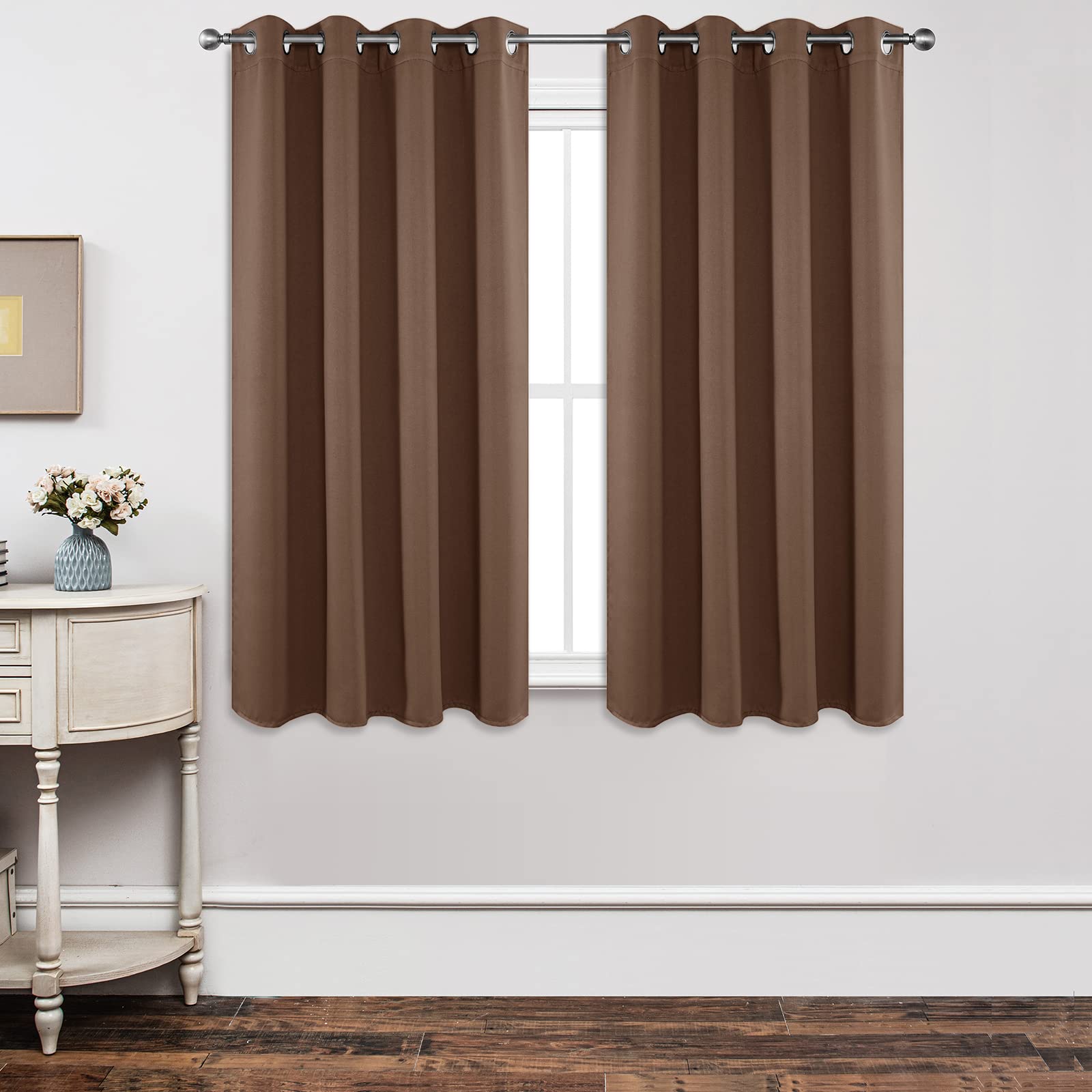 Joydeco Blackout Curtains 63 Inch Length 2 Panels Set, Thermal Insulated Long Curtains& Drapes 2 Burg, Room Darkening Grommet Cu