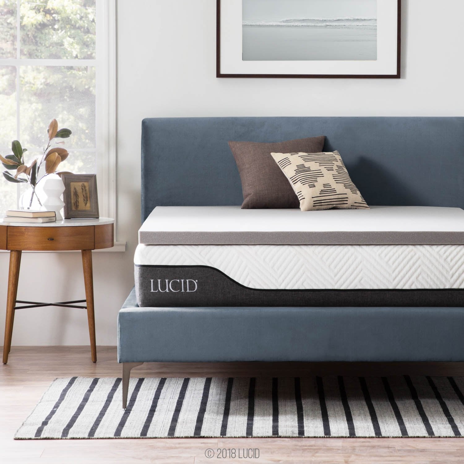 LUCID Bamboo Charcoal Infused Memory, 2 Inch, Hypoallergenic, Cooling Ventilation, CertiPUR-Certified Foam Mattress Topper, Twin