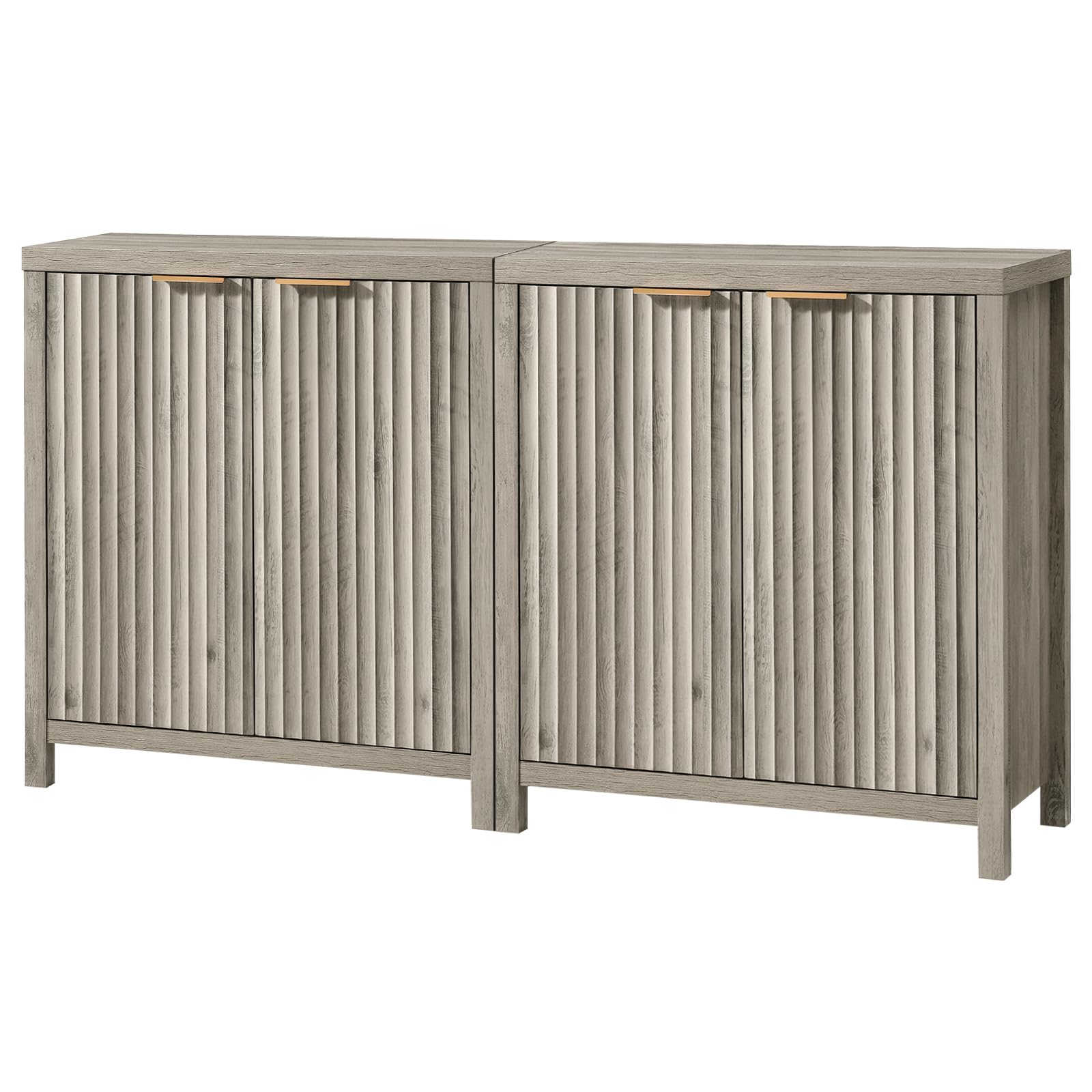 OAKHAM HOME Oxford Storage Cabinet Fluted Sideboard Buffet Cabinet with Adjustable Shelves, Modern Accent Cabinet Multifunctiona
