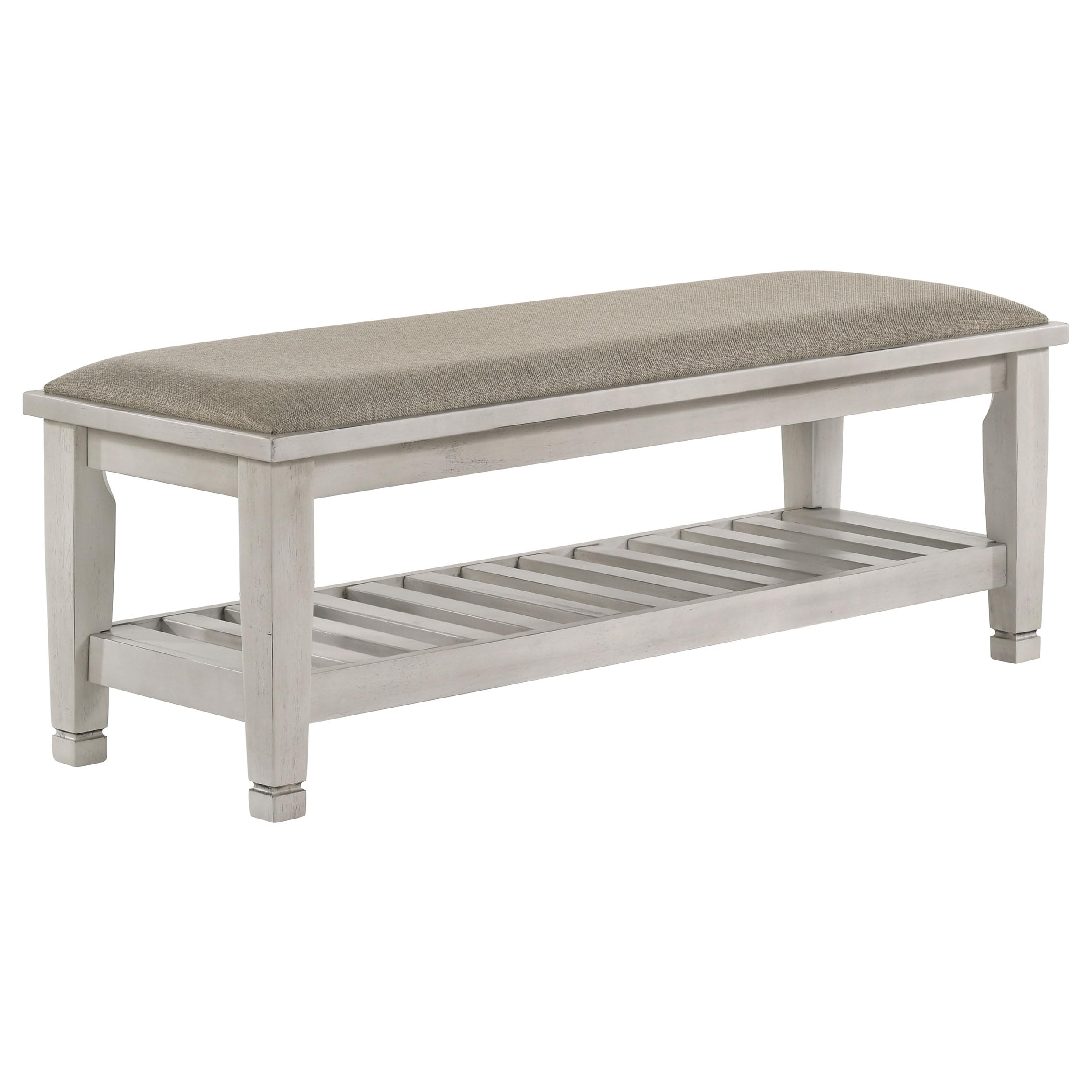 Coaster Home Furnishings - Franco - Upholstered Bench with Soft Seat Cushion, Beveled Edges, and Lower Storage Shelf - Farmhouse