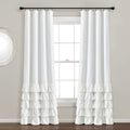 Lush Decor Allison Ruffle 100% Blackout Window Curtain Single 40 W x 84 L White - White Blackout Curtains for Bedroom or Nursery