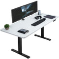 VIVO Electric Height Adjustable 60 x 30 inch Memory Stand Up Desk, White Table Top, Black Frame, Standing Workstation with Prese