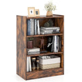 Giantex 3-Cube Bookcase Brown- 3-Tier Modern Industrial Open Bookshelf with Adjustable Shelves, Anti-tipping Device, Small Wood 