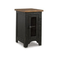 Signature Design by Ashley Valebeck Rustic Farmhouse Chair Side End Table with Cabinet Door, Distressed Black