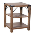 Flash Furniture Wyatt Modern Farmhouse 3 Tier Side Table - Rustic Oak Engineered Wood Frame - Black Metal Crisscross Side Braces