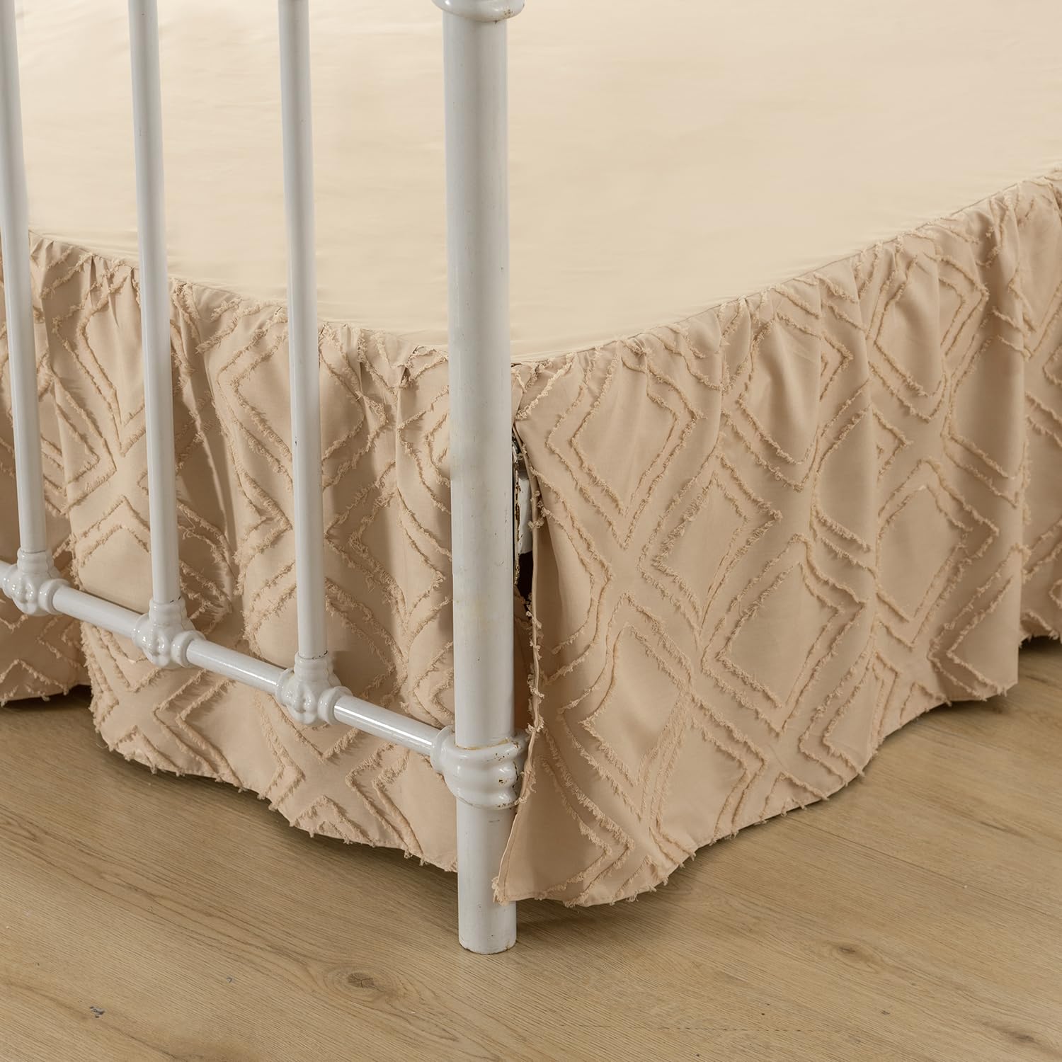 Bed Skirt King Size, Ruffled Bed Skirt with Split Corners, King Bed Skirt 14 Inch Drop, Boho King Size Bed Skirt for Ruffled Bed