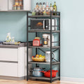 Denkee 5-Tier Bakers Rack for Kitchen with Storage, Industrial Microwave Stand Oven Shelf, Free Standing Kitchen Stand Storage S