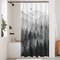 Stall Small Black and White Misty Forest Shower Curtain Ombre Gray Grey Mountain Pine Tree Waterproof Fabric Shower Curtains for