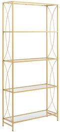 Crosley Furniture Helena Bookshelf with Glass Shelves, Bookcase Storage, Gold