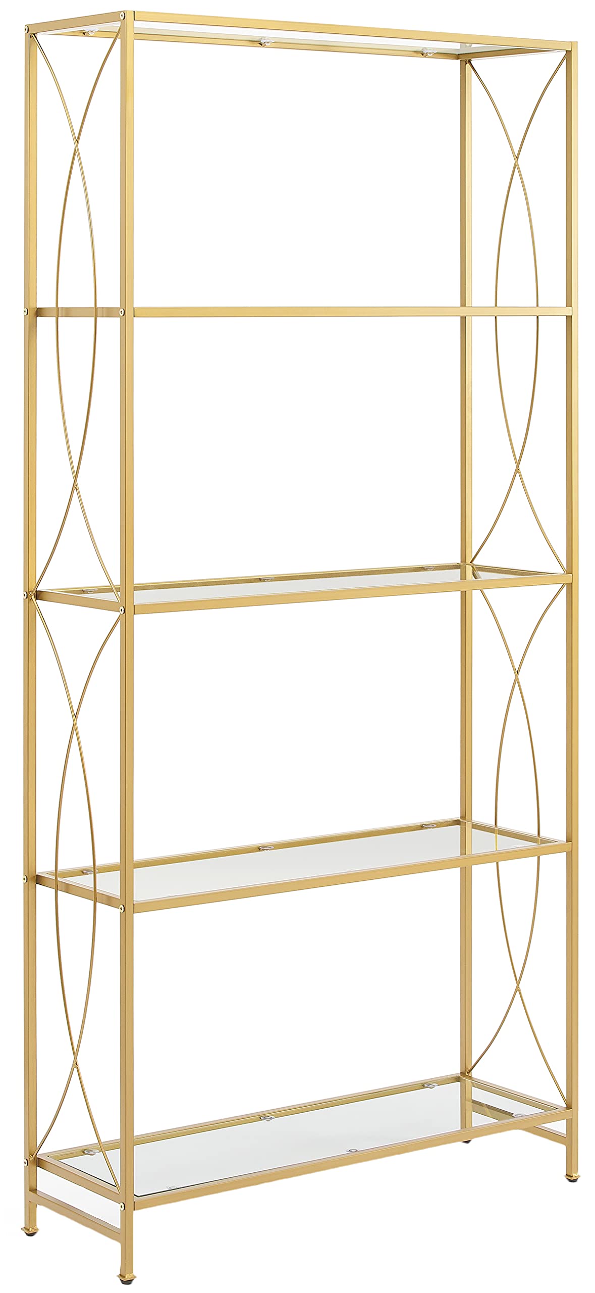 Crosley Furniture Helena Bookshelf with Glass Shelves, Bookcase Storage, Gold