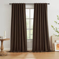 KEQIAOSUOCAI Brown Linen Textured Blackout Curtains 126 Inches Long for Living Room, Light Blocking Canvas Look Curtain Drapes C