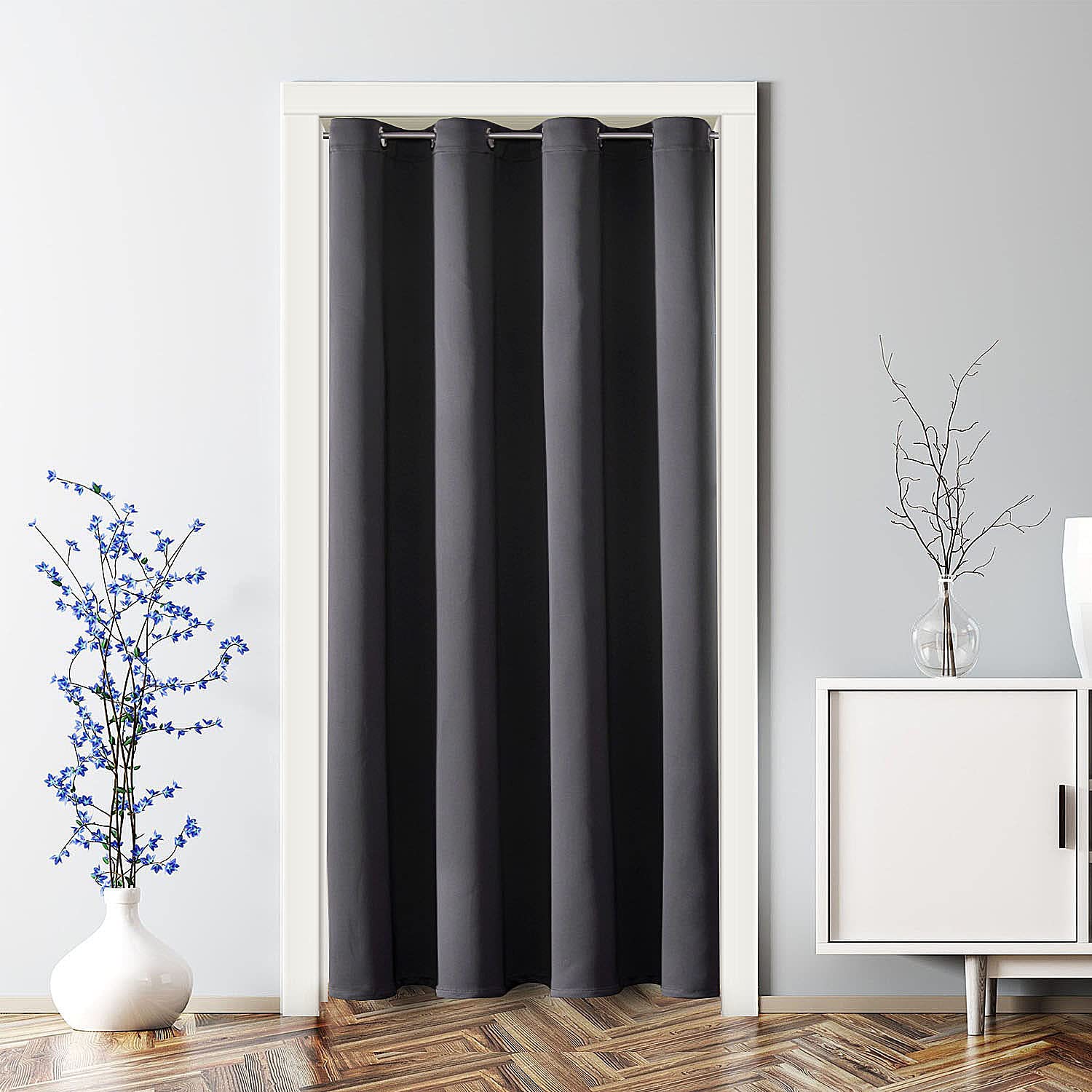 ChrisDowa Blackout Curtains for Doorways and Closets, Thermal Insulated Temporary Room Dividers (1 Panel, Dark Grey, 34 x 80 Inc