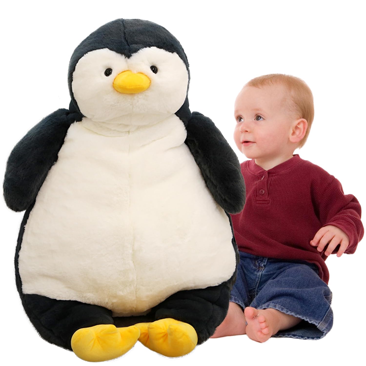 ARELUX 22in Large Penguin Plush Stuffed Animal Hugging Pillow:Soft Giant Sleeping Body Warm Fluffy Pillow Adorable Chubby Plushi