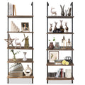 aboxoo Ladder Shelf 2PCS Open Bookshelf 5-Tier Wall-Mounted Wood Bookcase Rack Open Back Industrial Modern Plant Flower Stand Ut