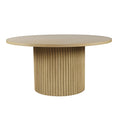 Jofran Auden Round Mid-Century Modern Fluted Pedestal Base Dining Table,Natural,60