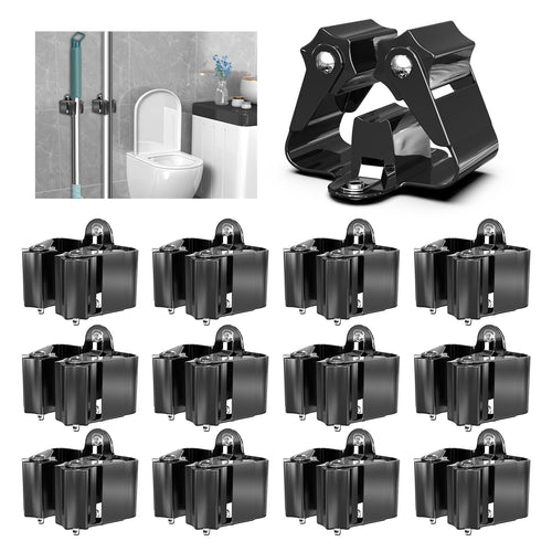 3-H Stainless Steel Broom Holder Wall Mount 12-Pack- Heavy Duty Mop Organizer, Wall Mounted Broom Storage with Secure Mounting f