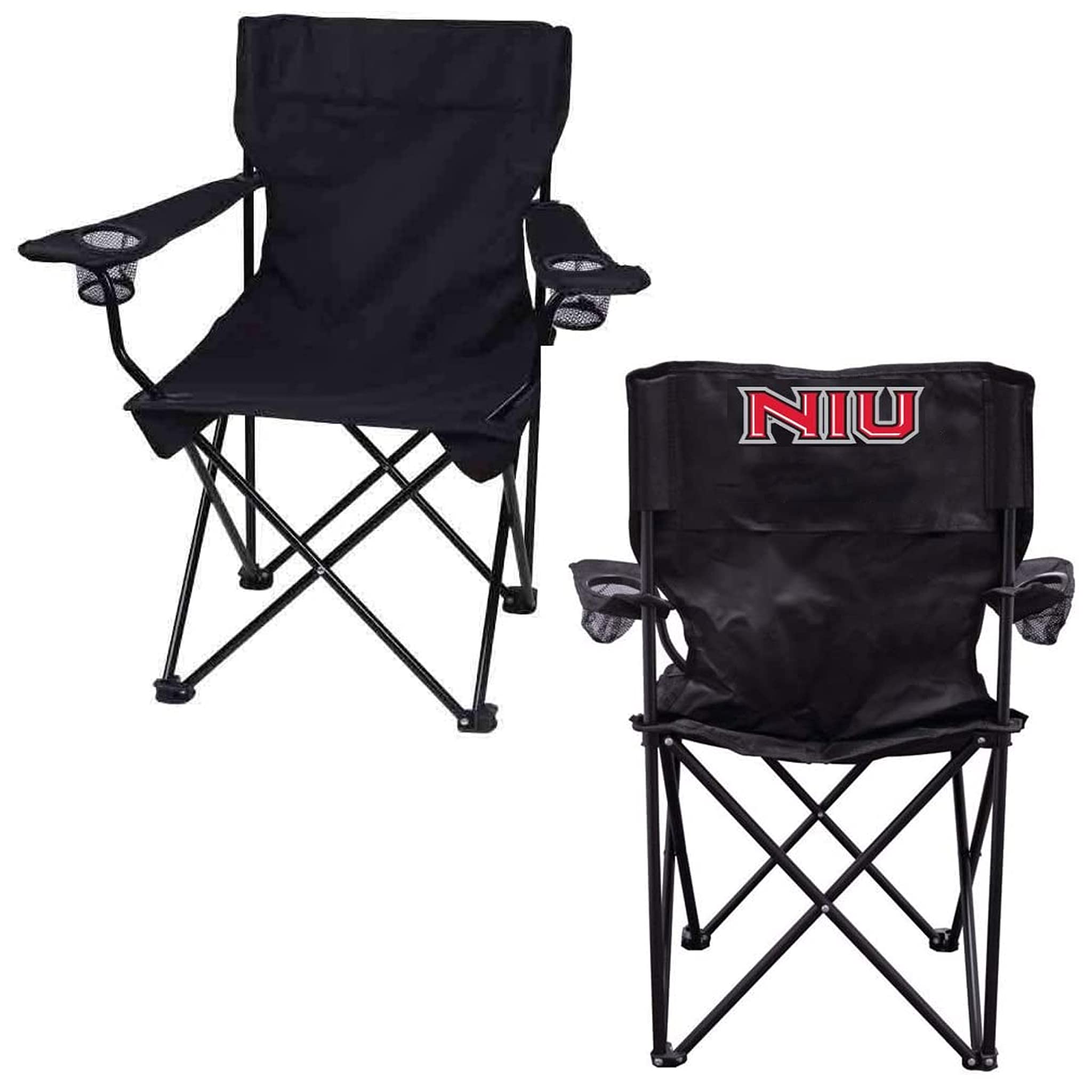 VictoryStore Outdoor Camping Chair - Northern Illinois University NIU Black Folding Camping Chair with Carry B