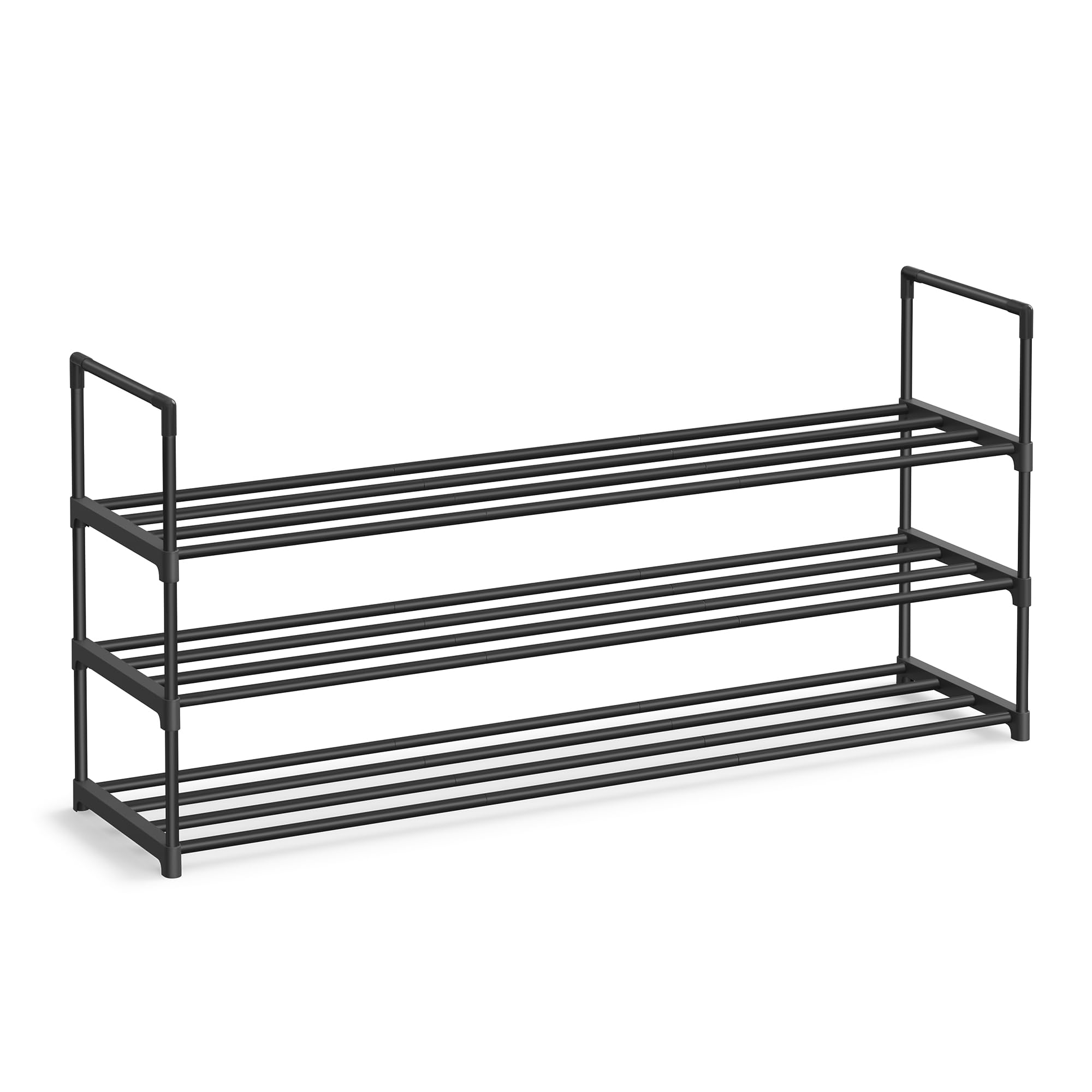 SONGMICS Shoe Rack, 3 Tier Shoe Organizer, Metal Shoe Storage Shelf for 18 Pairs of Shoes, Easy to Assemble, Entryway, Black ULS